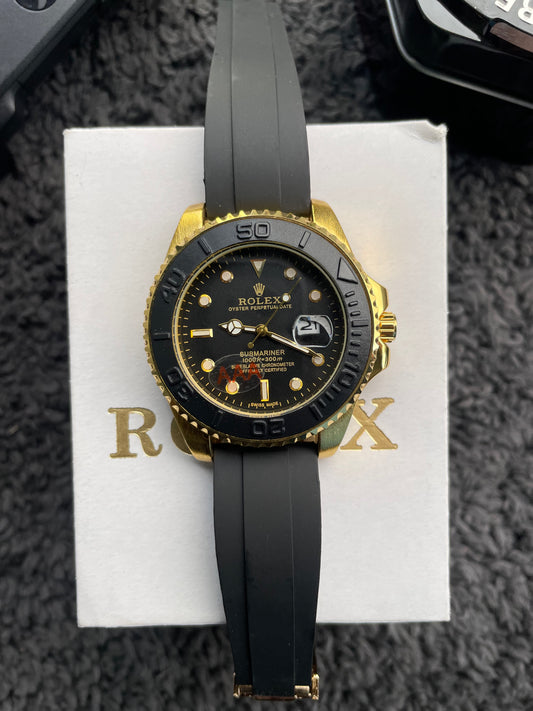 Yatch-Master Gold With Black Strap